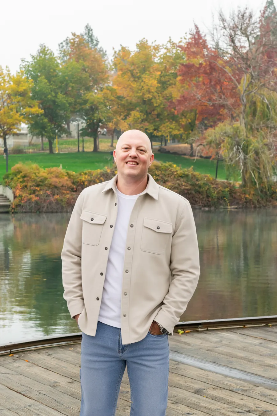 Jeff Thomas, REALTOR®, in a stone overshirt
